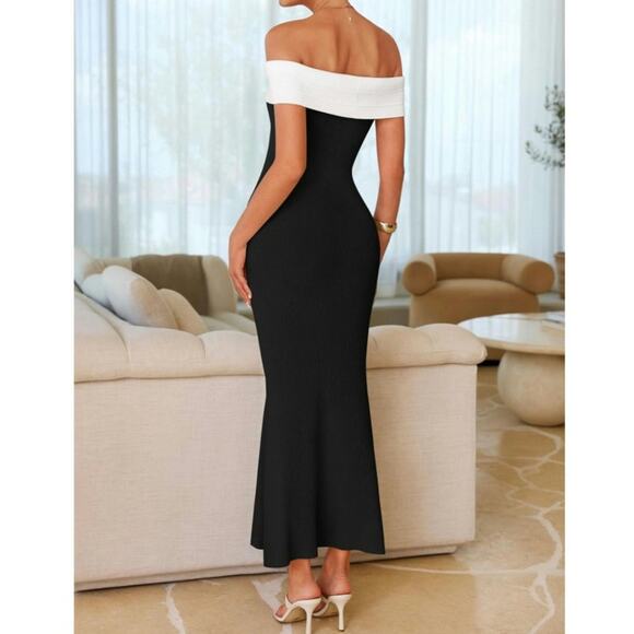 ZESICA Sweater Dress Womens Size S Off The Shoulder Ribbed Knit Sleeveless Maxi - Picture 4 of 6